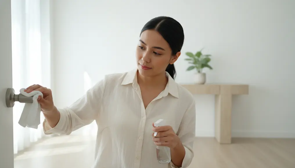 Membersihkan Handle Pintu & Saklar: Titik Kuman Tertinggi di Rumah