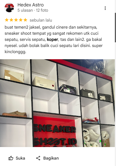 Ulasan Pelanggan Setia Laundry Koper Sneakershoot