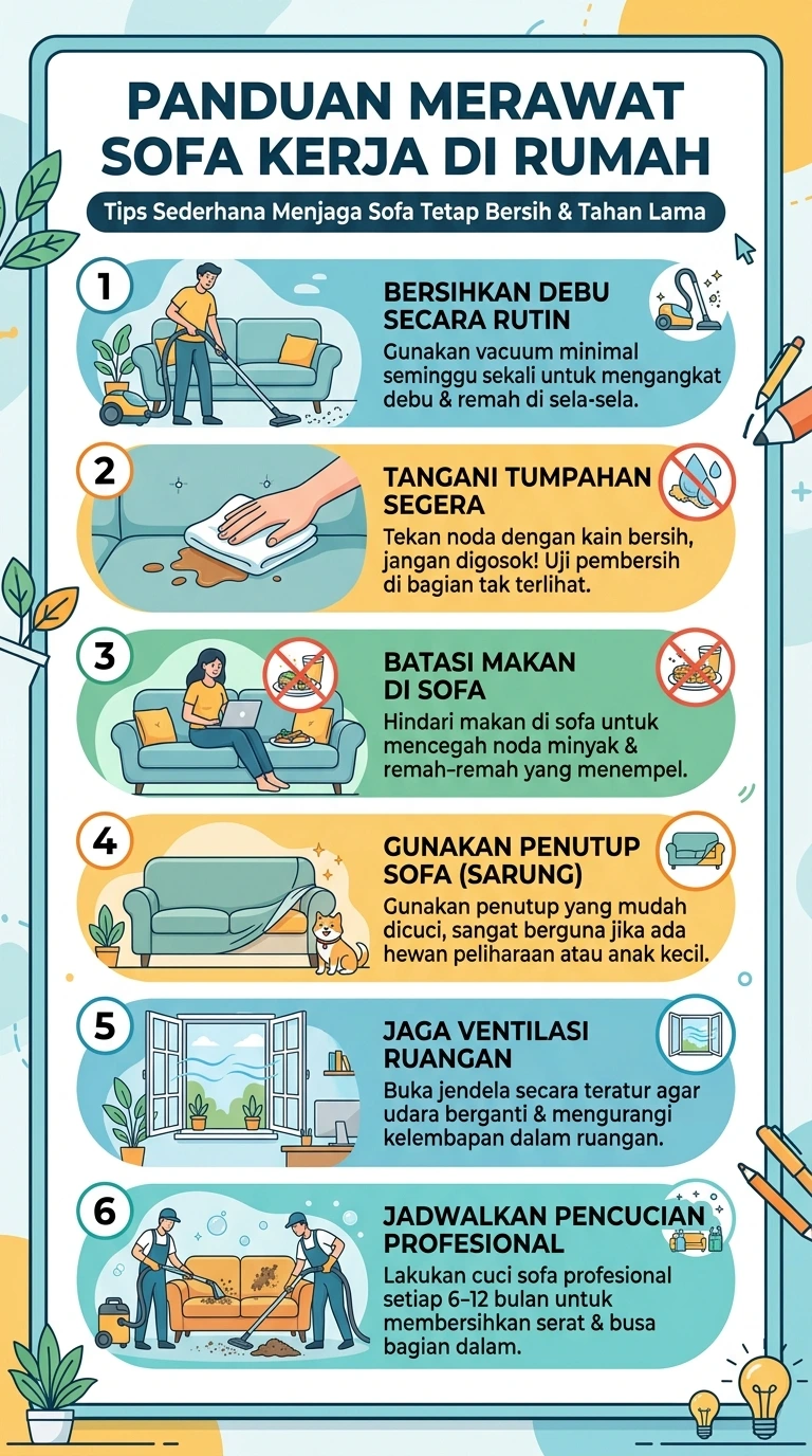 Infografik : Panduan Merawat Sofa Kerja Di Rumah