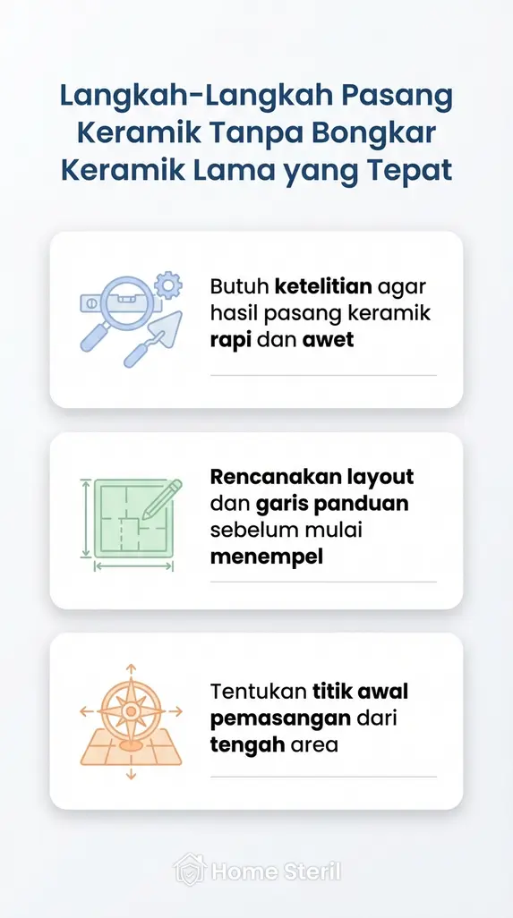 Langkah-Langkah Pasang Keramik Tanpa Bongkar Keramik Lama yang Tepat