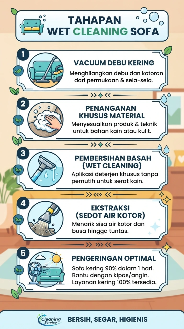 Infografik : Tahapan Wet Cleaning Sofa