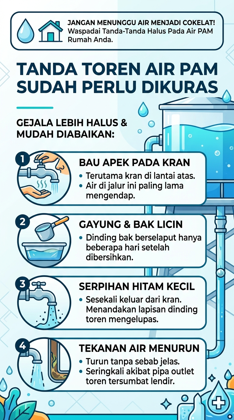 Infografik :Tanda Toren Rumah PAM Sudah Perlu Dikuras