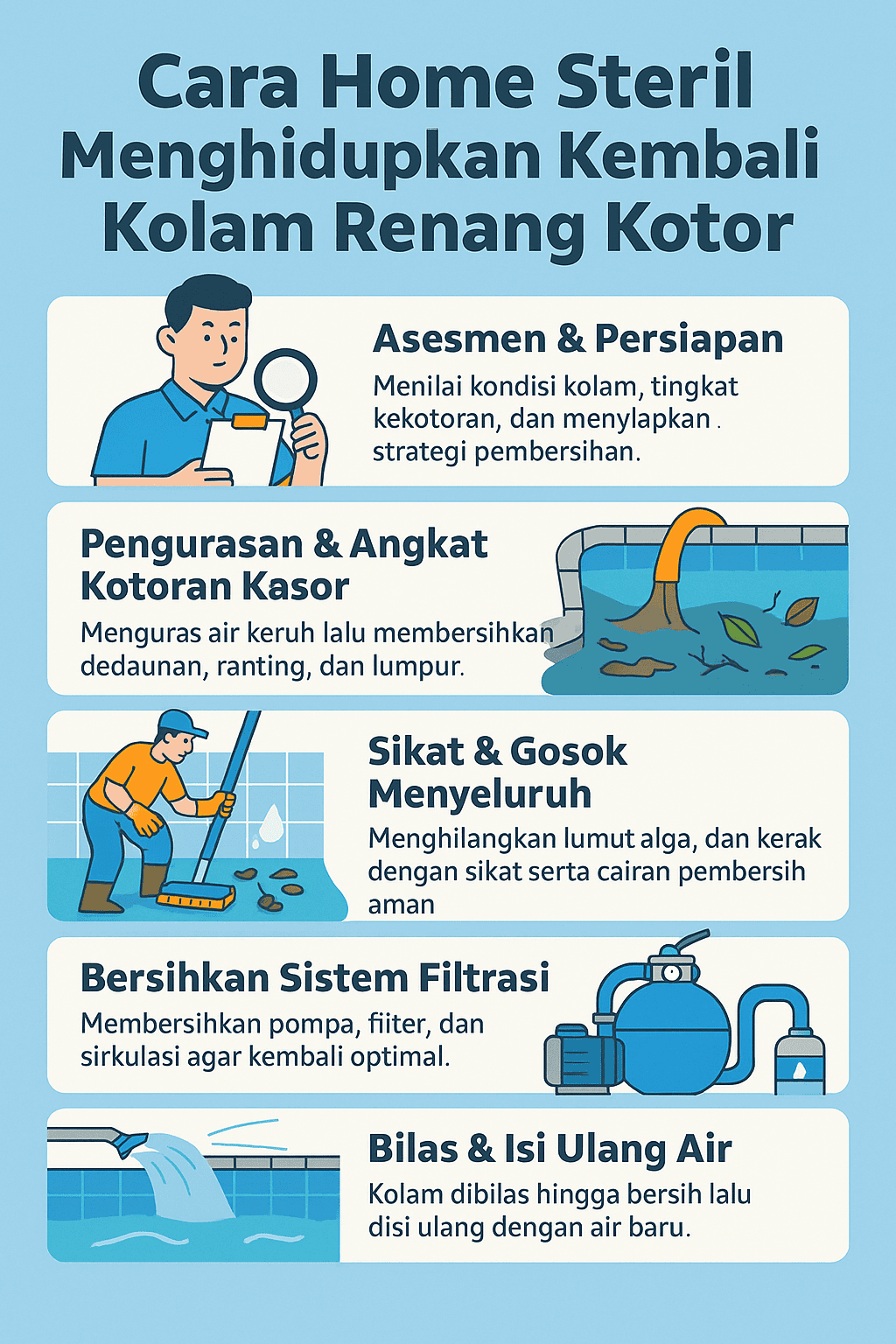 Cara Home Steril Menghidupkan Kembali Kolam Renang Kotor