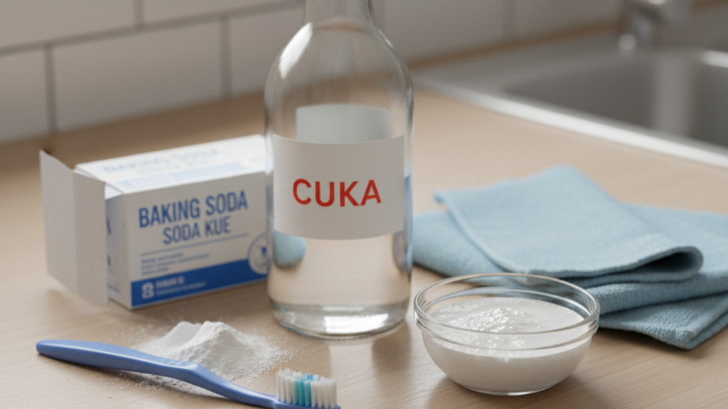 Menggunakan Baking Soda dan Cuka untuk Noda yang Membandel pada Sepatu Olahraga