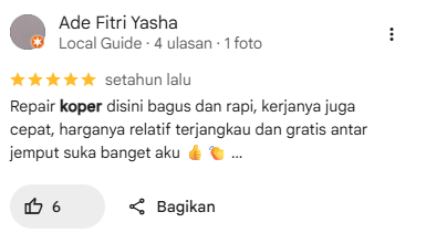 Rating Pelanggan Memakai Jasa Reparasi Koper Sneakershoot