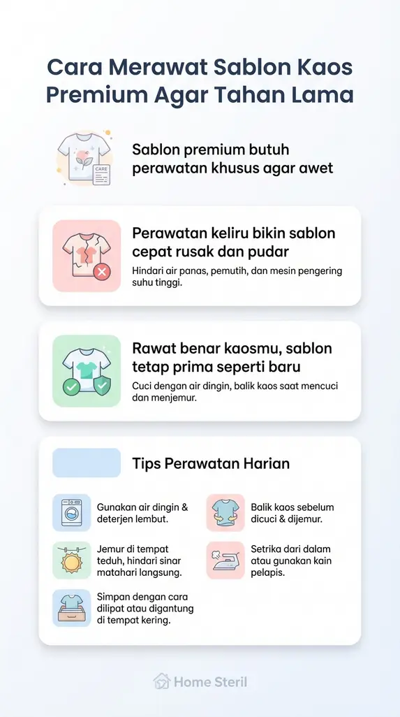 Cara Merawat Sablon Kaos Premium Agar Tahan Lama