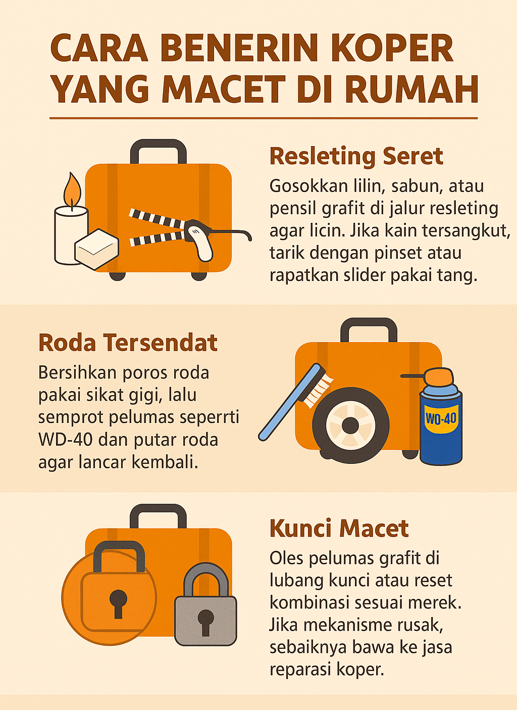 Cara Benerin Koper yang Macet di Rumah