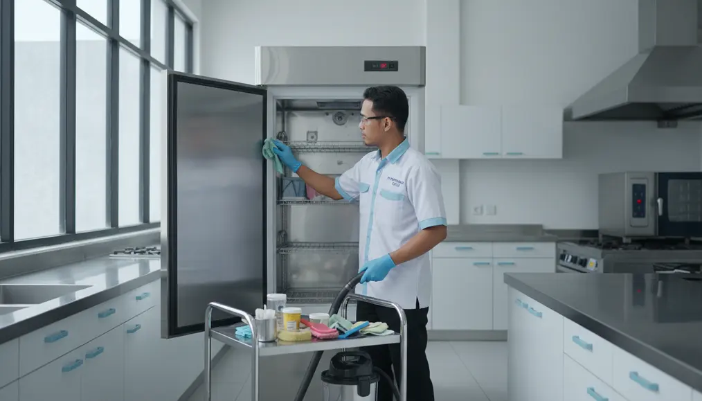 Teknisi Home Steril Melakukan Pengukuran Tekanan Freon R404a Pada Kompresor - home-steril.com