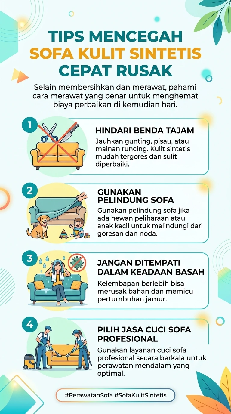 Infografik : Tips Mencegah Sofa Kulit Sintetis Cepat Rusak