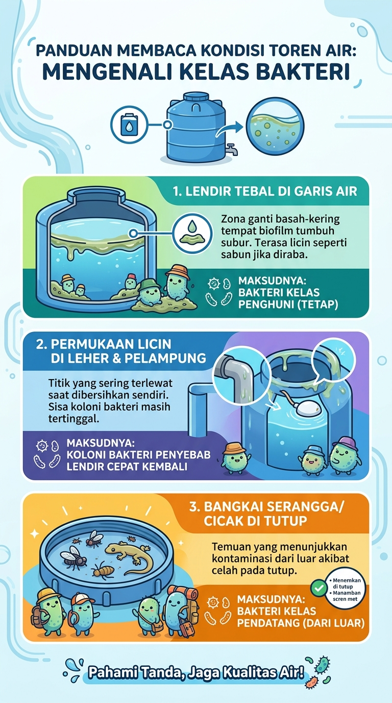 Infografik : Panduan Membaca Kondisi Toren Air : Mengenali Kelas Bakteri