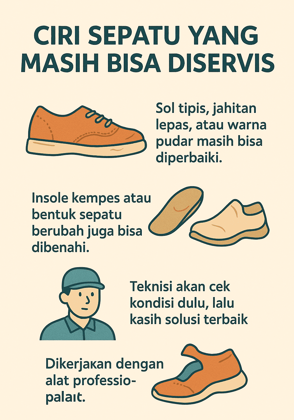Infografik Ciri Sepatu yang Masih Bisa Diservis