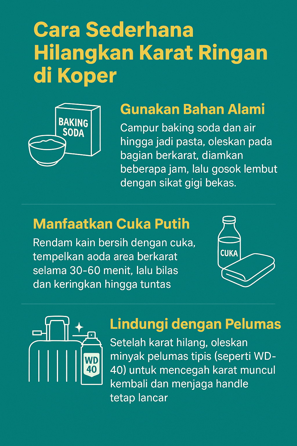 Cara Sederhana Hilangkan Karat Ringan di Koper