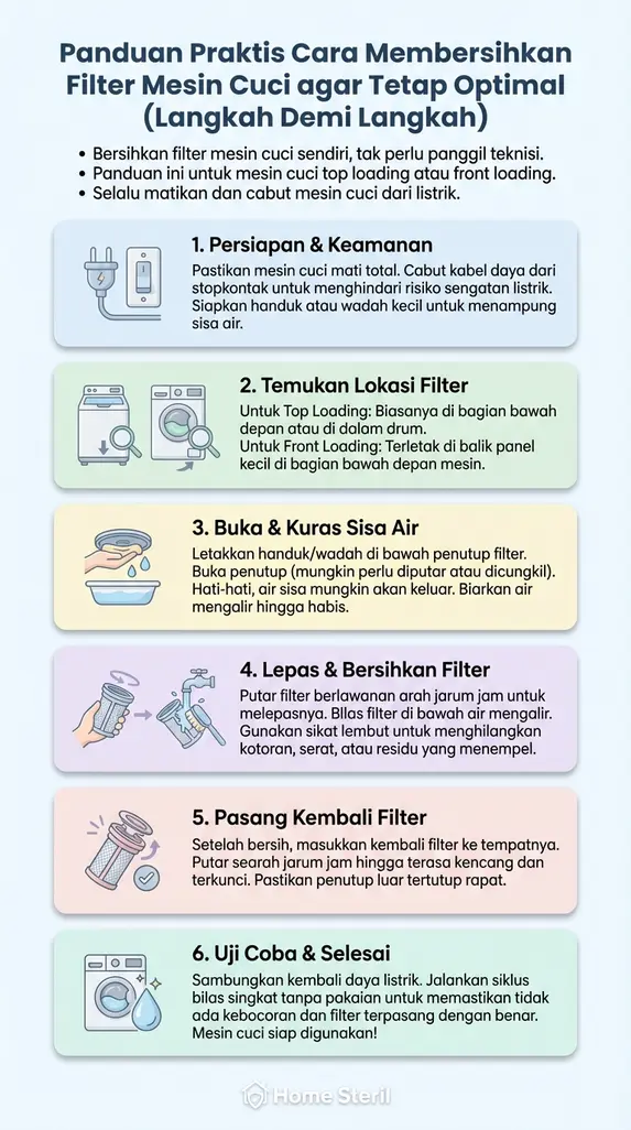Panduan Praktis Cara Membersihkan Filter Mesin Cuci agar Tetap Optimal (Langkah Demi Langkah)
