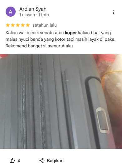 Testimoni Pelanggan Setia Cuci Koper di Sneakershoot