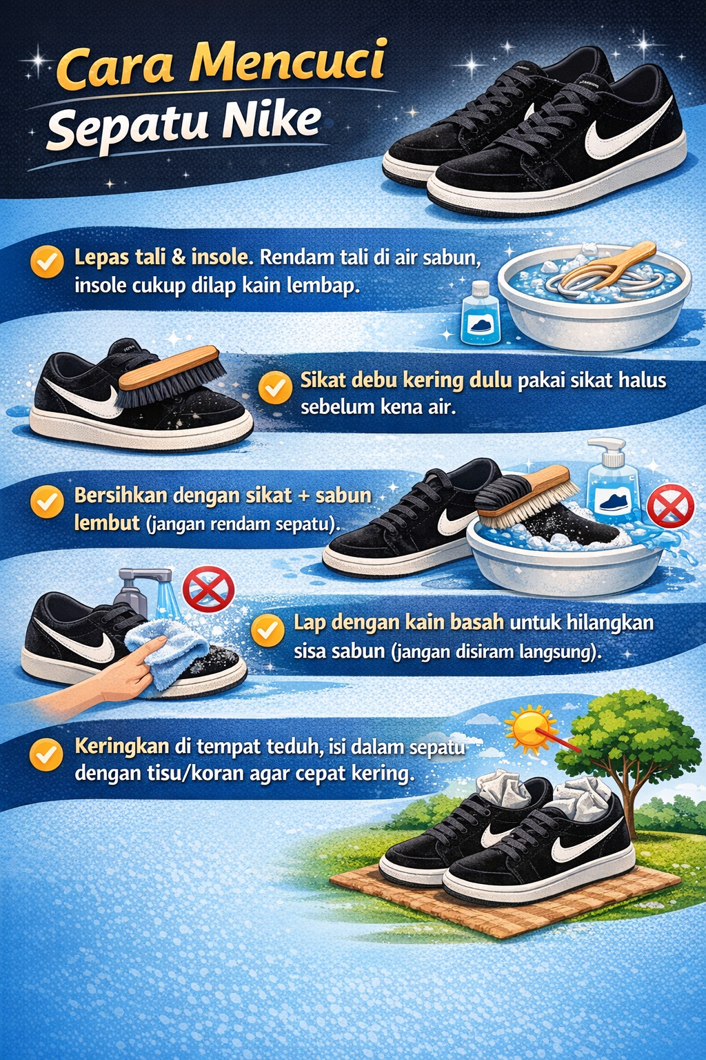 cara mencuci sepatu nike cortez