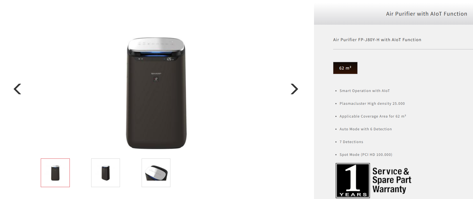 Sharp FP-J80Y-H dengan Plasmacluster