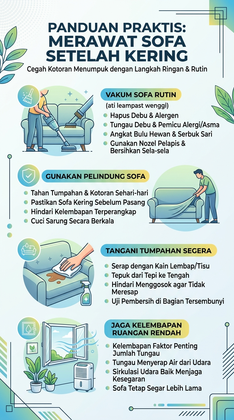 Infografik : Panduan Praktis : Merawat Sofa Setelah Kering