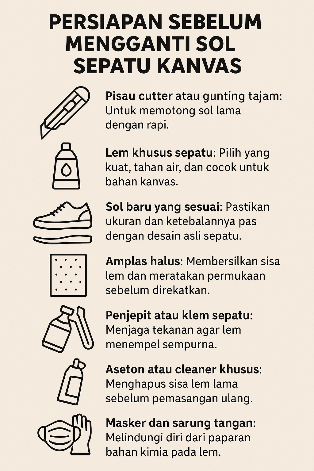 Persiapan Sebelum Mengganti Sol Sepatu Kanvas