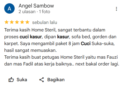 Review dan Rating dari Pelanggan Home Steril