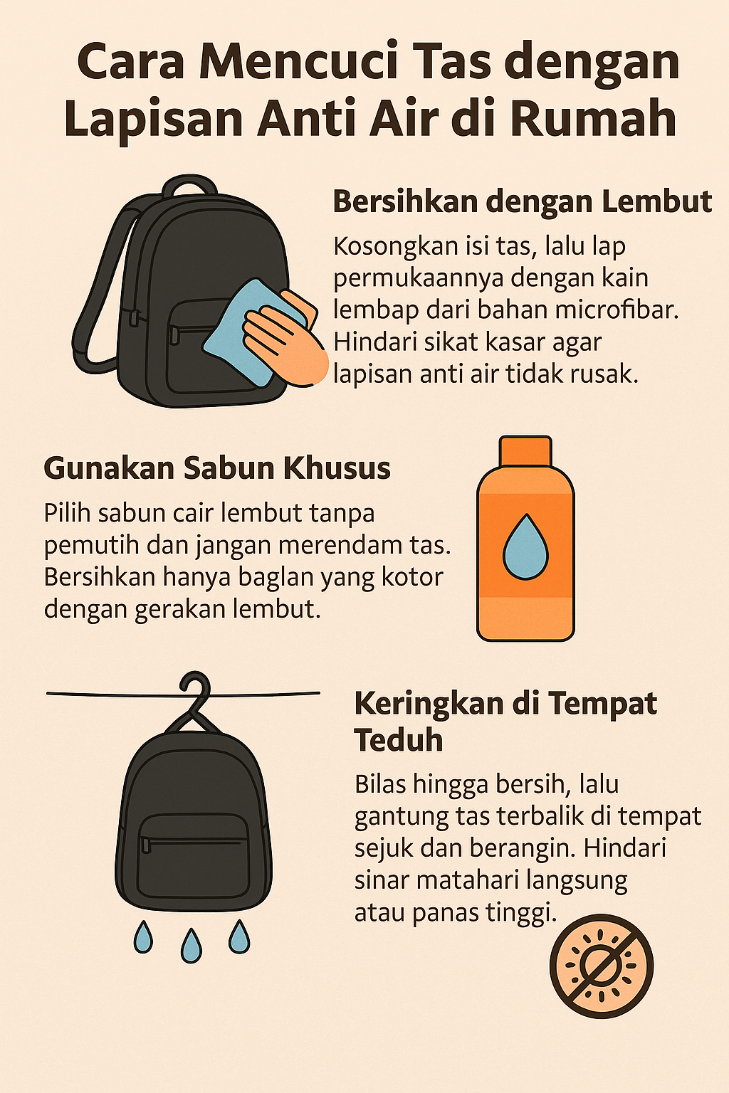 Cara Mencuci Tas dengan Lapisan Anti Air di Rumah