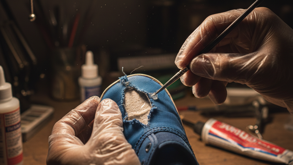 Aplikasi Lem Khusus untuk Memperbaiki Upper Sepatu yang Terbuka