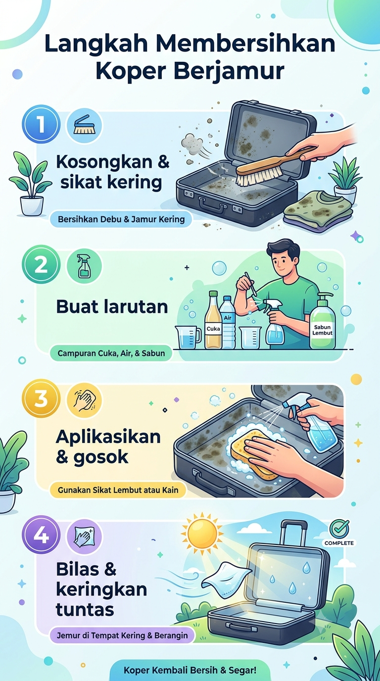 Infografik :Langkah Membersihkan Koper Berjamur