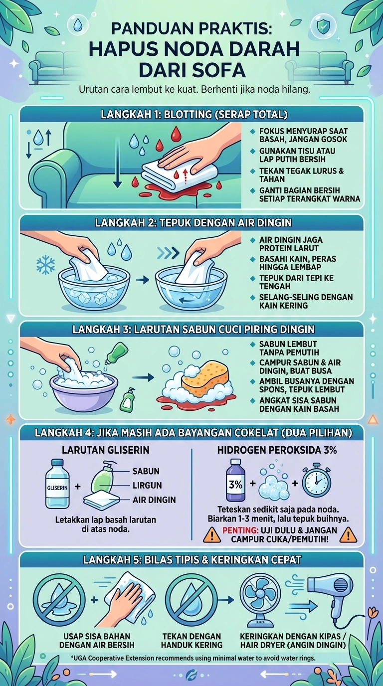 Infografik : Panduan Praktis : Hapus Noda Darah dari Sofa