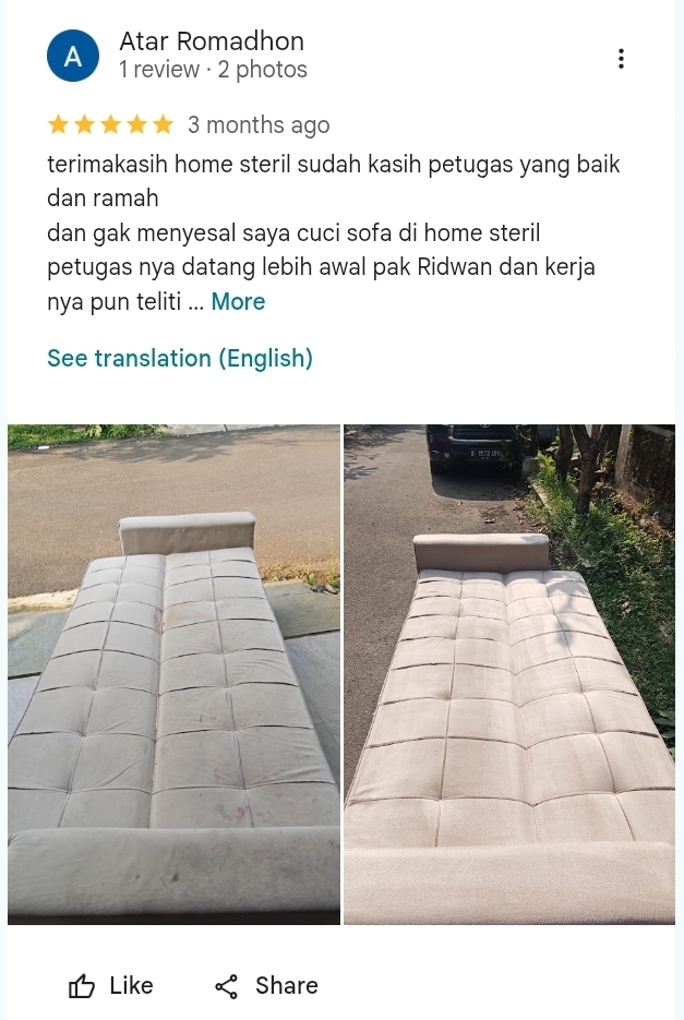 Kata Pelanggan Setelah Sofanya Kami Tangani