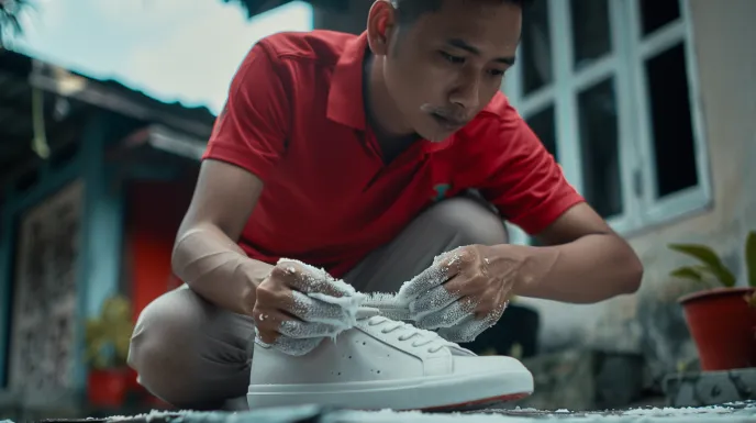 Kenapa sepatu putih menguning setelah dicuci?