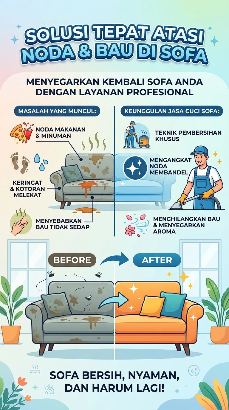 Infografik : Solusi Tepat Atasi Noda & Bau Di Sofa