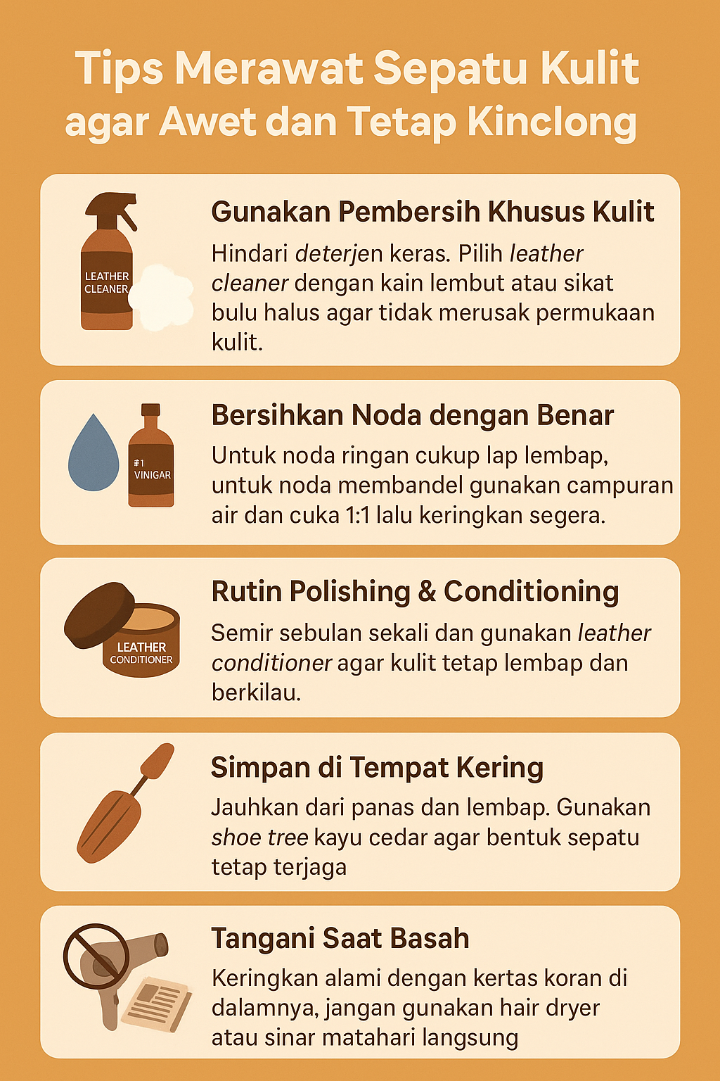 Tips Merawat Sepatu Kulit agar Awet dan Tetap Kinclong