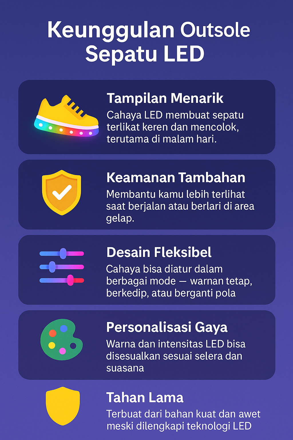 Keunggulan Outsole Sepatu LED