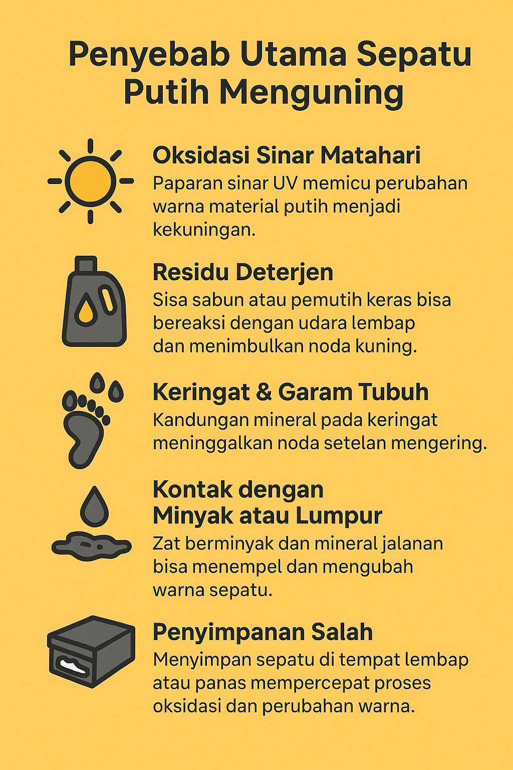 Penyebab Utama Sepatu Putih Menguning