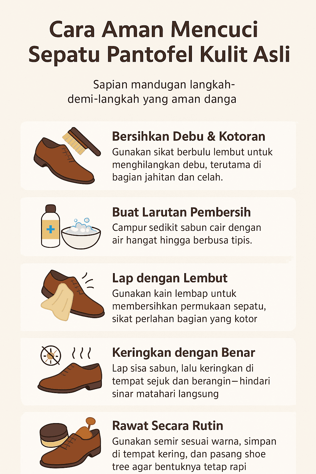 Cara Aman Mencuci Sepatu Pantofel Kulit Asli