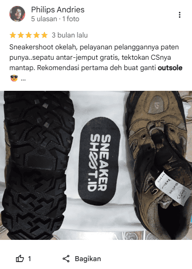 Testimoni Pelanggan Sneakershoot Ganti Outsole Sepatu Reebok