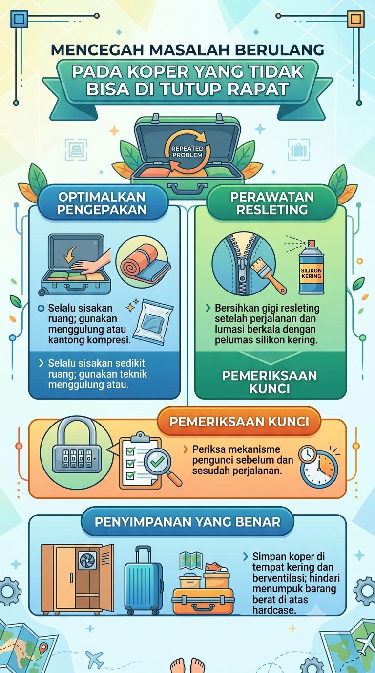 Infografik :Mencegah Masalah Berulang Pada Koper yang Tidak Bisa di Tutup Rapat