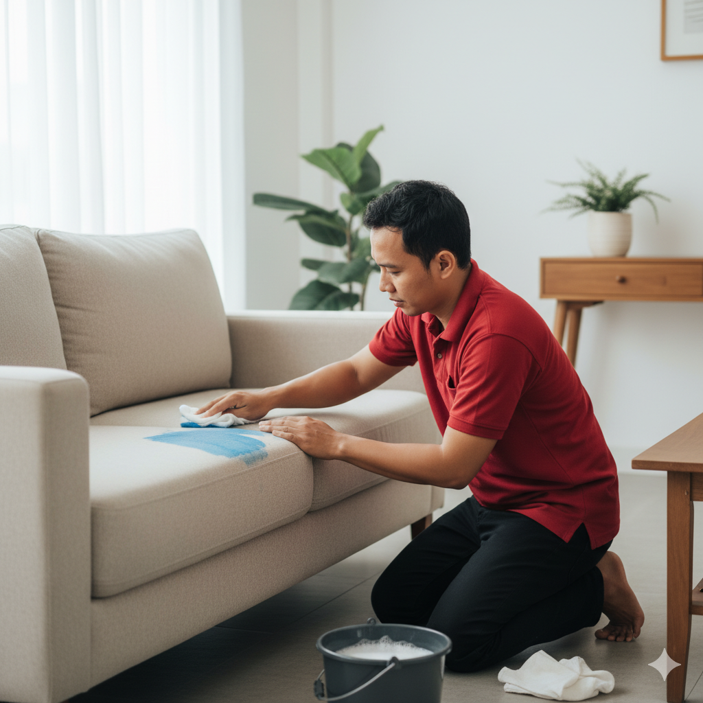 Cara Membersihkan Sofa dari Noda Cat Berbasis Air