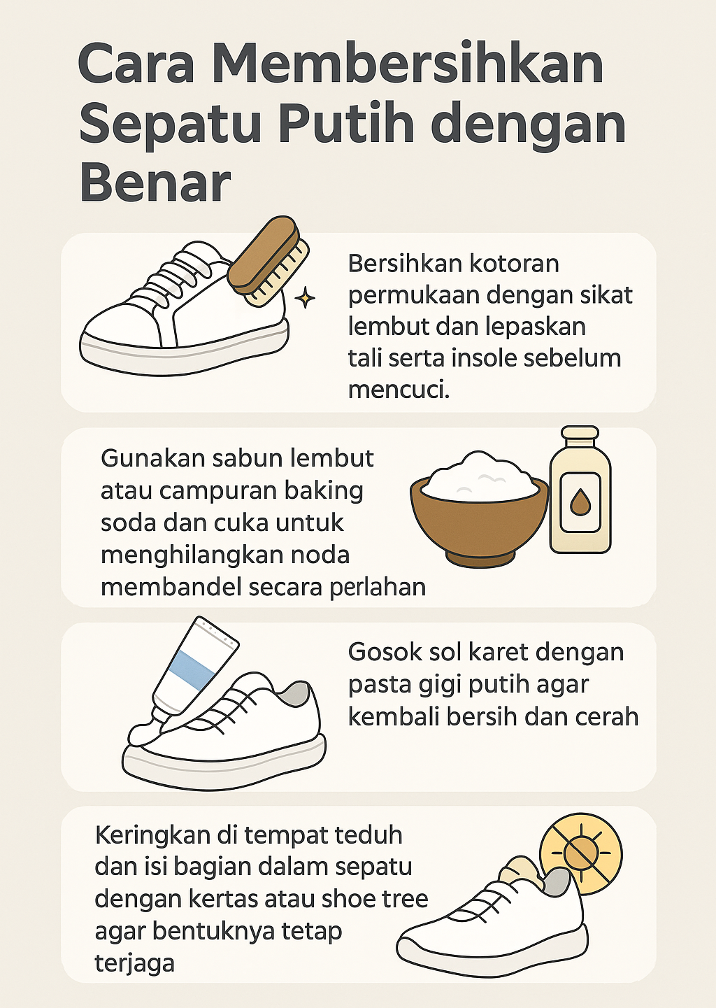 Cara Membersihkan Sepatu Putih dengan Benar