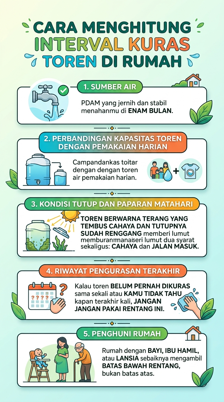 Infografik : Cara Menghitung Interval Kuras Toren di Rumah