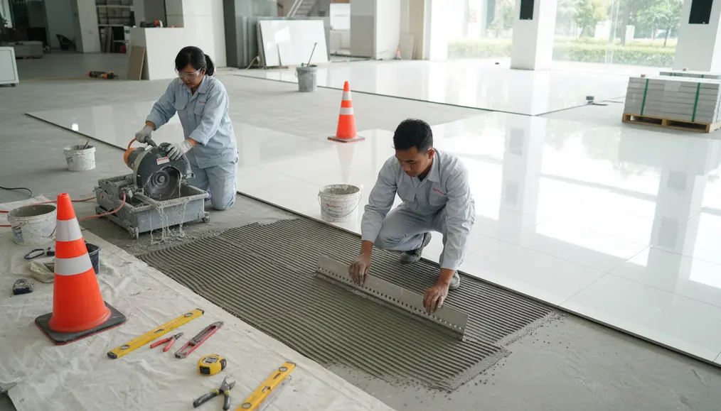 Proses Pengerjaan oleh Jasa Pasang Keramik Gedung Komersial Home Steril