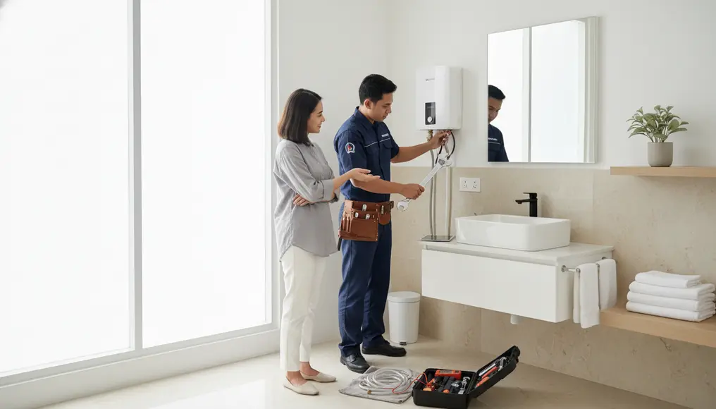 Teknisi Profesional untuk Instalasi Water Heater Gas, Listrik, dan Solar