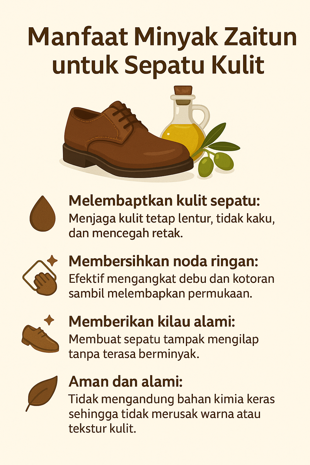 Manfaat Minyak Zaitun untuk Sepatu Kulit