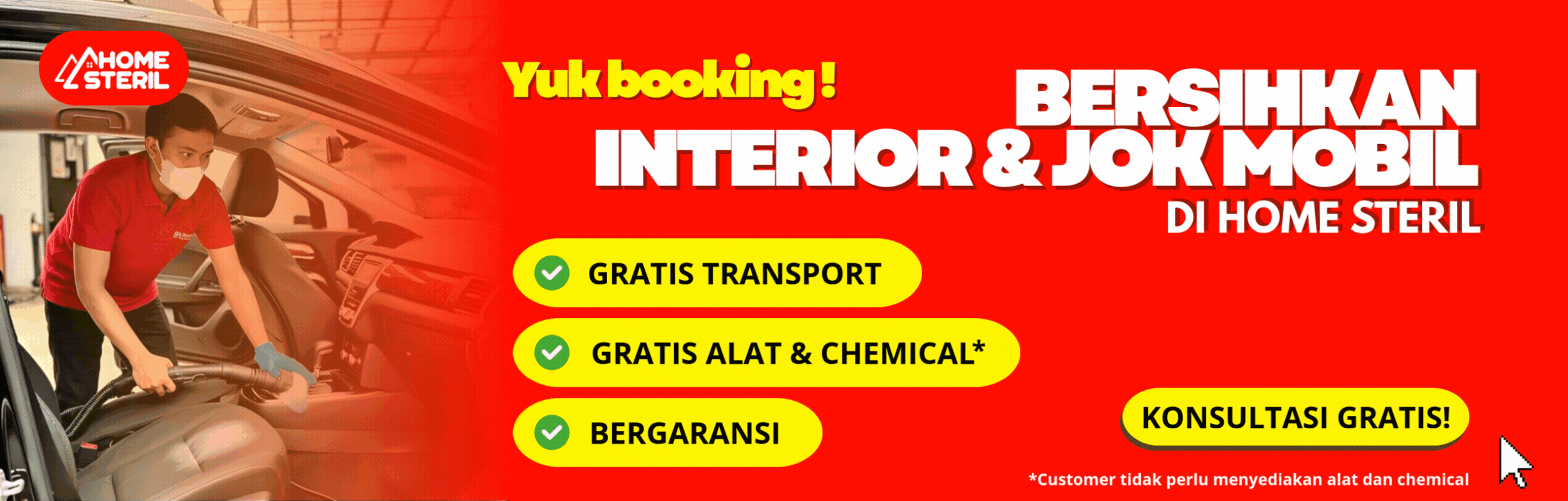 Jasa Bersihkan Interior dan Jok Mobil di home-steril.com