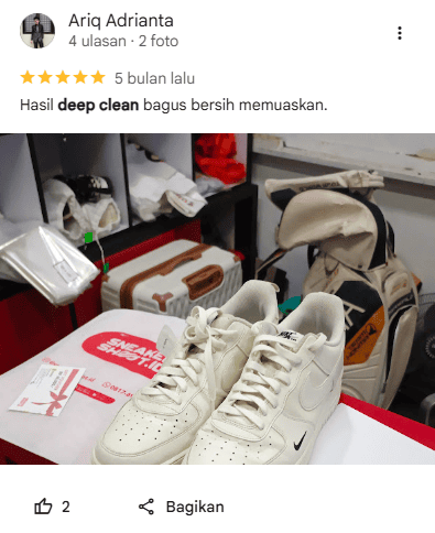 Rating Terbaik Pelanggan Cuci Sepatu di Sneakershoot