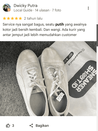 Testimoni Pelanggan Unyellowing Sepatu di Sneakershoot