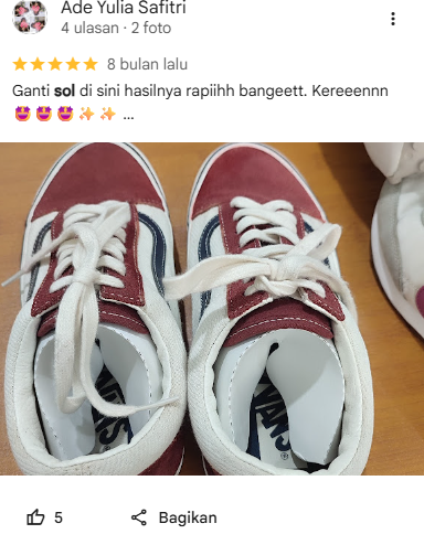 Rating Pelanggan Ganti Sol di Sneakershoot