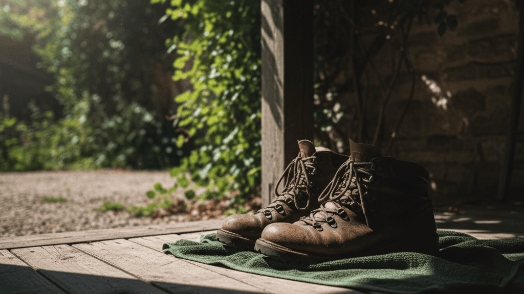 Proses Pengeringan Sepatu Gunung