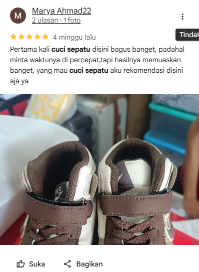 Ulasan Pelanggan Cuci Sepatu di Sneakershoot