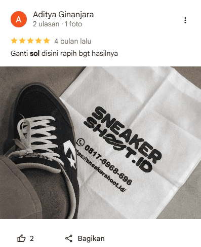 Rating Pelanggan Ganti Sol Sepatu di Sneakershoot