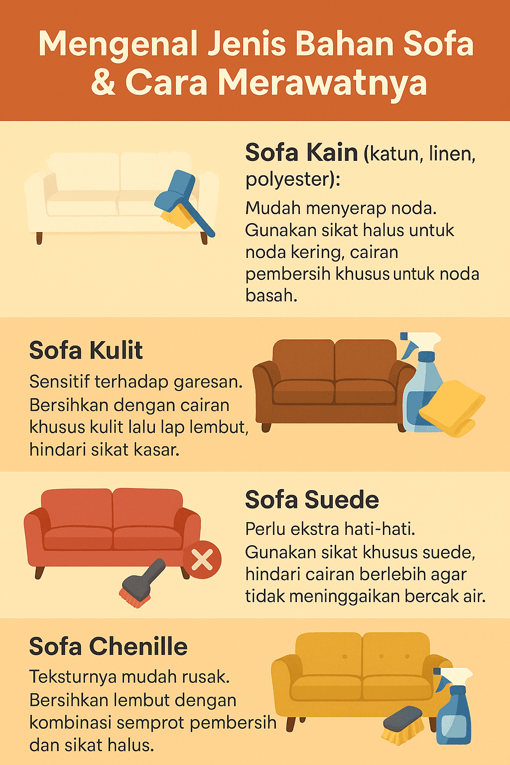 Mengenal Jenis Bahan Sofa & Cara Merawatnya